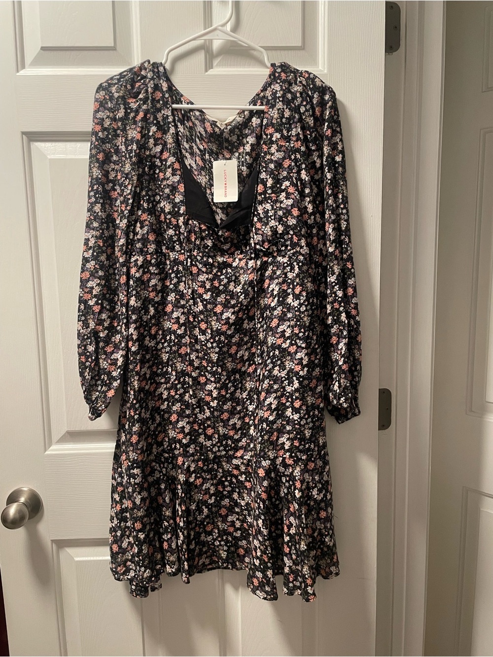 NWT Lucky Brand Floral Long-Sleeve Smock Dress
